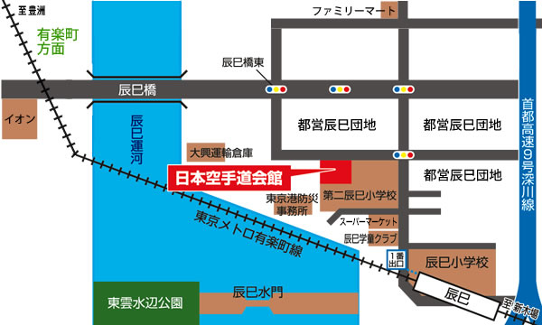 日本空手道会館へのアクセスマップ（地図）